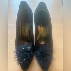 Yves Saint Laurent Black Heels with Elegant Embellishments
